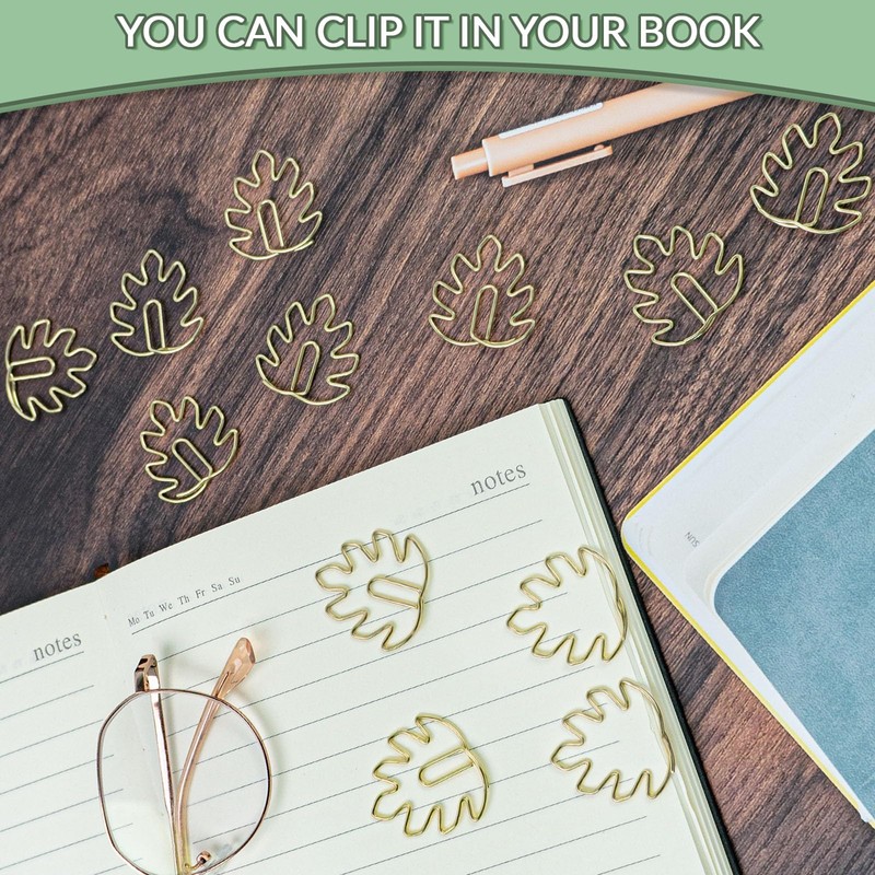 80 Pcs Leaf Paper Clips, Gold Paper Clips Page Markers,