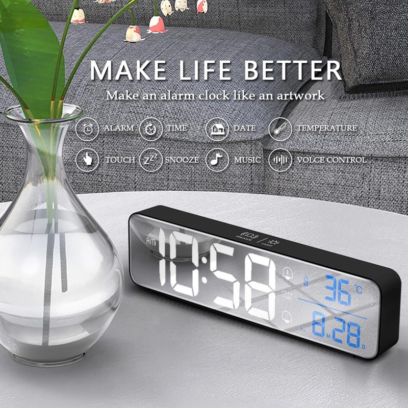 LED Digital Alarm Clock for Bedroom Electronic Clock with Thermometer