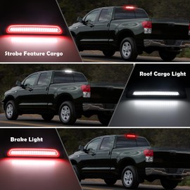 AUYICH LED Third Brake Light Compatible with Tundra 2007-2021, Rear Center High Mount Stop Light, F1 Style Strobe Roof Cargo Lamp, 3rd Brake Light Assembly Replace, Clear Lens, Plug&Play, Waterproof