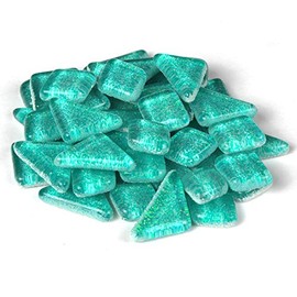 Milltown Merchants™ Aqua Blue Glitter Mosaic Tile Pieces - Bulk Sparkle Mosaic Tiles - 1 Pound (16 oz) Shimmer Tile Assortment for Backsplash, Murals, Stepping Stones, and Mosaics
