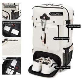 ODSSTAIPS Backpack for Traveling On Airplane,Expandable Carry On Laptop Backpack for Men and Women,Outdoor Travel Bag,White