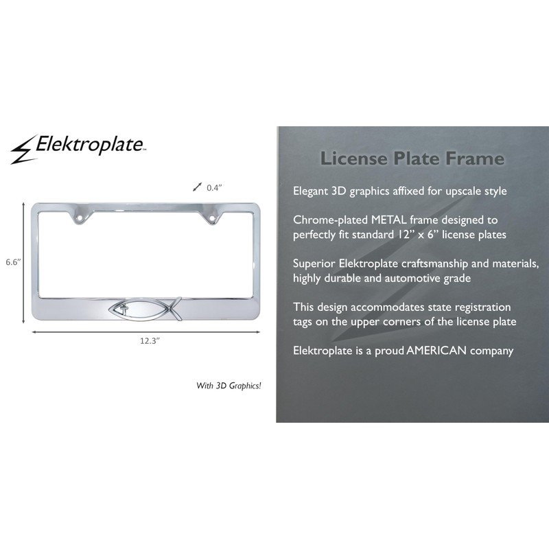 Elektroplate – Christian Fish Ichthys with Cross on Chrome All-Metal
