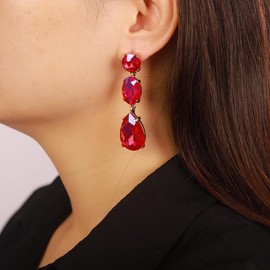 Denifery Rhinestone Drop Dangle Earrings Statement Crystal Dangling Earrings Teardrop Chandelier Earrings for Women and Girls, Metal, No Gemstone