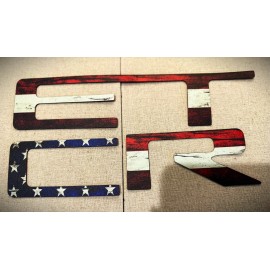AUTOCARIMAGE RAISED TAILGATE LETTERS for SILVERADO 2019 - 2025 matte finish VINTAGE FLAG