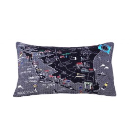 HomeRoots 25 Black Jersey Shore Nighttime Skyline Lumbar Decorative Pillow