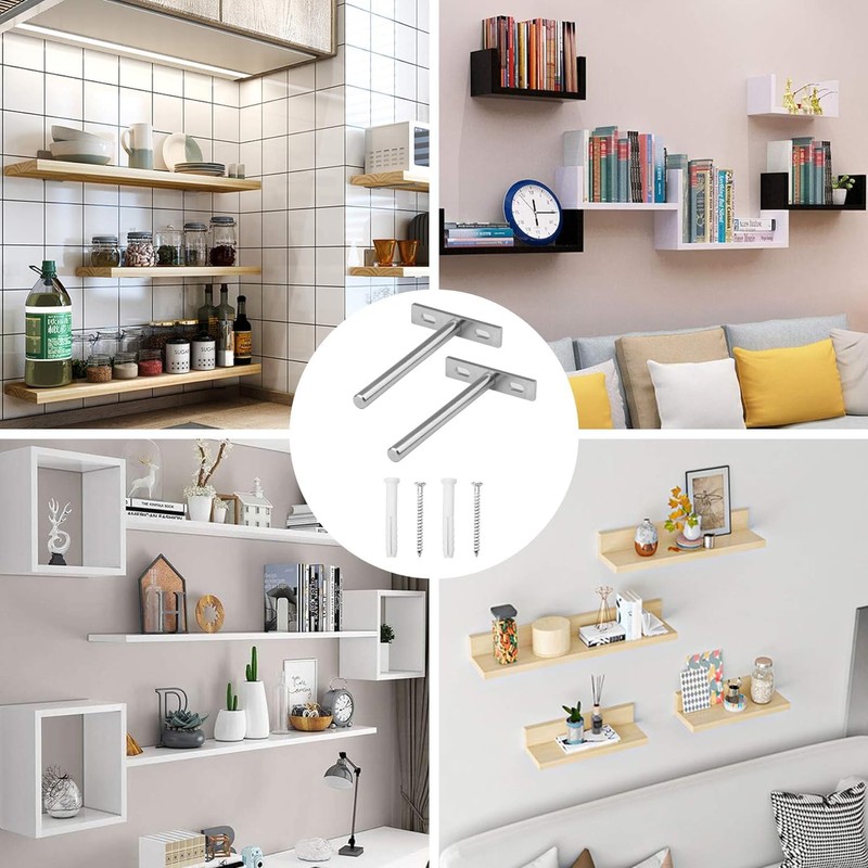 YEYIT Pack of 4 Floating Shelf Brackets, 4 Inch Shelf