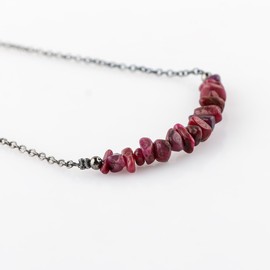 Natural Ruby Chips Bar Necklace, Energy Healing Crystals, Birthday, Gift for Her, Gemstone Jewelry 18 inch AA+ Quality, Valentine Day Gift (Ruby)