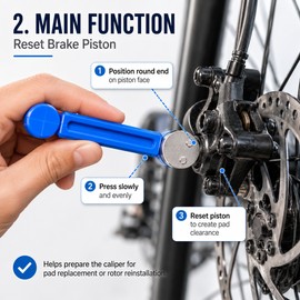 2-in-1 Bike Brake Piston Reset Tool for Disc Brakes – 360° Rotatable Pad Spreader for MTB, Road & E-Bike Maintenance