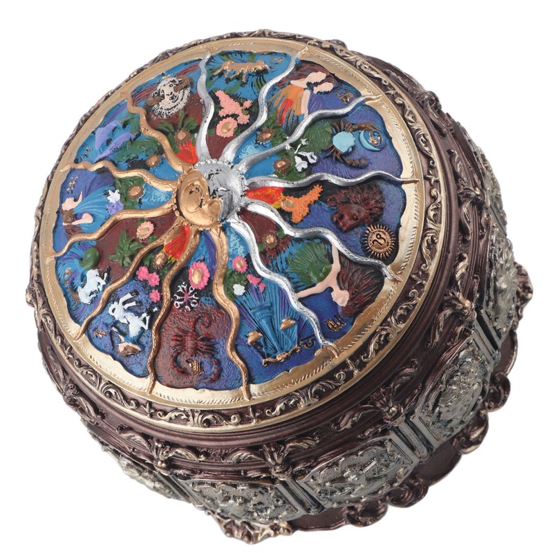 Vintage Music Box with 12 Constellations Rotating Goddess Twinkling LED