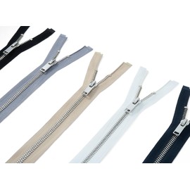 HKK Metal Separating Zipper #5, 28 Inch, 5PCS, Zipper Repair & Replacement for Leather Jackets, Coats, Made of Nickel-Free Copper, More Durable Than Brass, 5 Colors (Black, White, Grey, Blue, Beige)