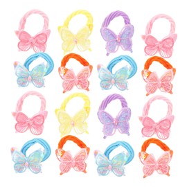 FOMIYES 20pcs Sparkly Sequin Butterfly Hair Scrunchies for Colorful Elastic Hair Ties Cute Accessories for Daily Wear and Parties