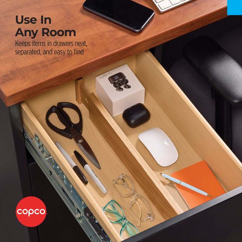 Copco Kitchen Drawer Dividers, Sprin Loaded, Utensil Organizers, Adjustable Drawer