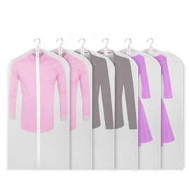 Moth Proof Clothes Covers, Waterproof Dustproof Garment Bags with Zip PEVA Translucent Garment Covers Bags for Clothes Storage 6pcs 60 * 100cm