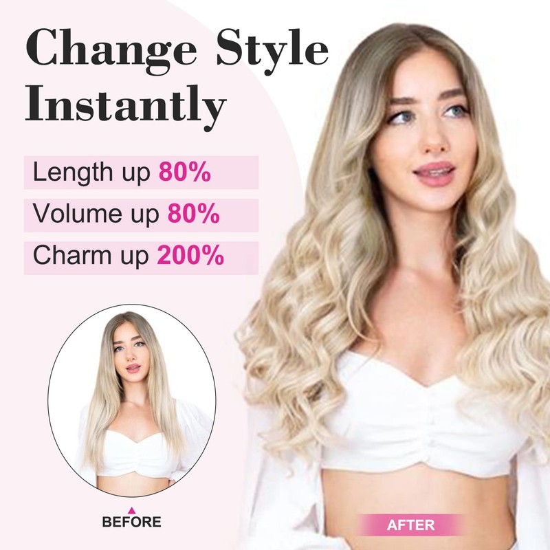 REECHO 20" 1-Pack 3/4 Full Head Curly Wave Clips in