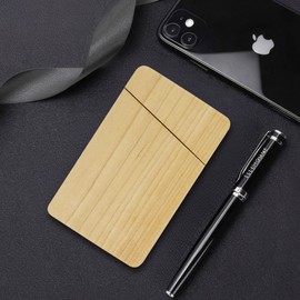 Multibey Wooden Business Card Holder, Handmade Black Walnut Card Case with Magnetic Closure, Portable Travel Magnetic Organizer Men & Women Business Card Case for Office & Home (Maple Wood Colour)