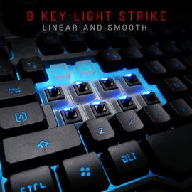 BLOODY B318 8-Key Light Strike (LK) Semi Optical Mechanical Gaming Keyboard – 9 Dedicated Macro Keys - 3 Color LED Backlit – 8 LK Black Switch