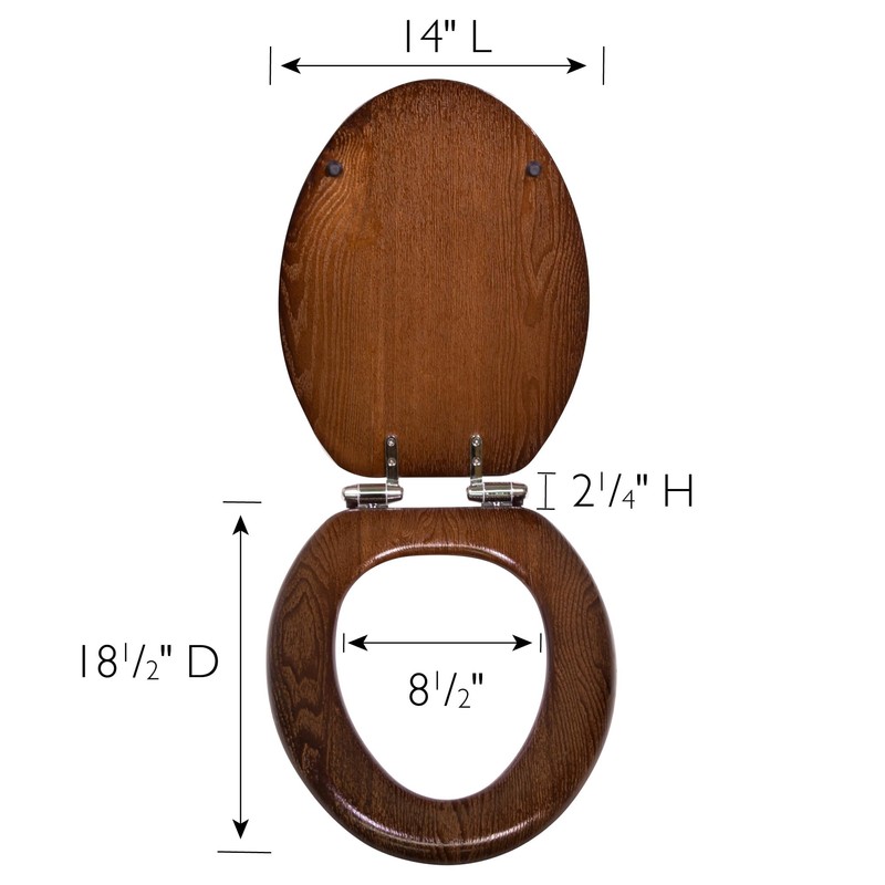 Dalton Wooden Elongated Soft Close Toilet Seat, Java Brown, Quick