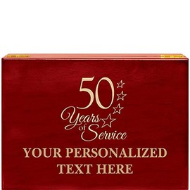 Crown Awards 50 Years of Service Rosewood Humidor Gift, Customize with Your Own Text Engraving Prime