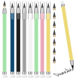 OFFCUP Infinity Pencil,7PCS Inkless Pencil Inkless Forever Pencil with Extra 7 Eraser Reusable Everlasting Pencil with 7 Replaceable Nibs for Writing Drawing Students Home Office School Supplies