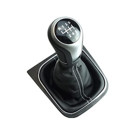 Newtown2700-parts Gear Stick Gaiter and Frame Compatible with VW Golf 5 6 Jetta Scirocco Complete Set 1K0711113 5K0711113 1K8711113 6 Gears Silver White Stitching Black Cap