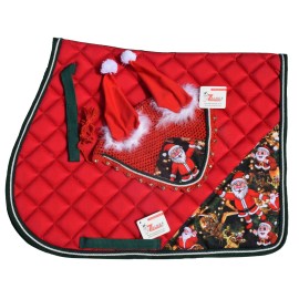 ZAINEE SPORTS Christmas Horse Gift Santa Claus All purpose English saddle pad Set - COB, ALL PURPOSE