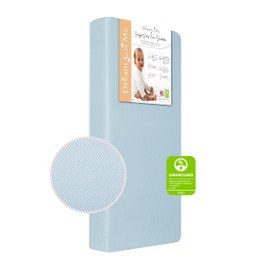 Dream On Me Snuggles Extra Firm Fiber Portable and Mini Crib Mattress in Blue Mist, Greenguard Gold Certified, Soft Breathable Mesh Cover, Lightweight Baby Mattresses for Cribs