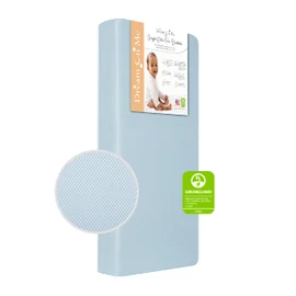 Dream On Me Snuggles Extra Firm Fiber Portable and Mini Crib Mattress in Blue Mist, Greenguard Gold Certified, Soft Breathable Mesh Cover, Lightweight Baby Mattresses for Cribs