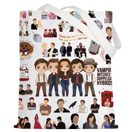 LEVLO Vampire TV Show Tote Bag Stefan & Elena Fans Gift Salvatore Brothers Shoulder Bag Vampire Merch, Vampire Tote Bag, Medium, Tote Bag