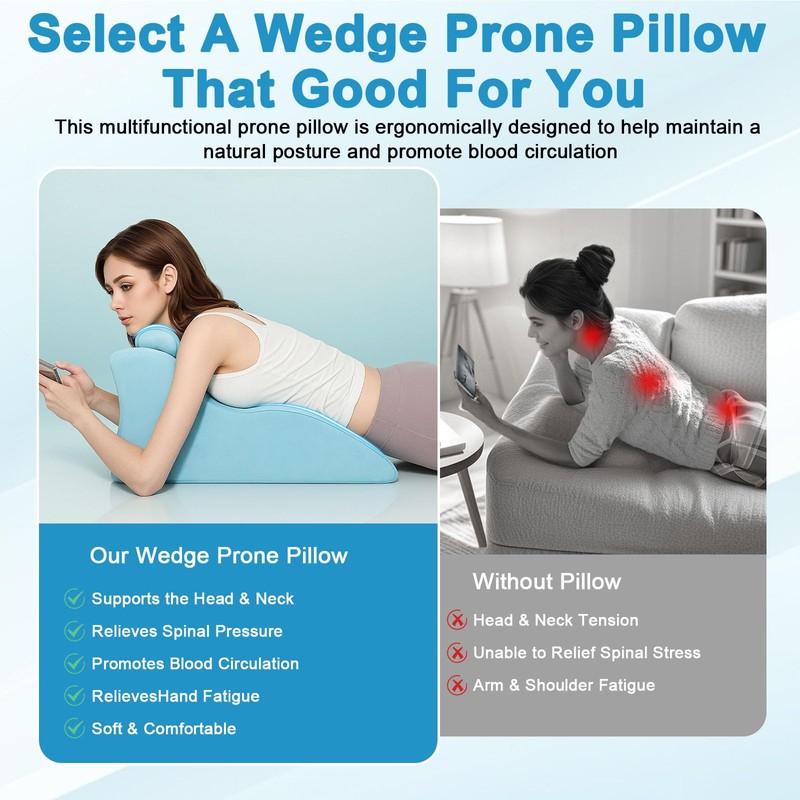 cjc Memory Foam Wedge Pillow for Adults, Multi-Position Support Bed