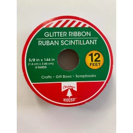 Christmas House Ruban Scintillant 12 feet - 5/8 in X 144 in  Blue Glitter ribbon