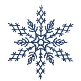 Vickerman Glitter Snowflake Christmas Ornaments with 12 per PVC Box, 8", Blue