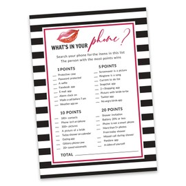 Inkdotpot Bridal Shower Game Wedding Shower Bachelorette Party Bulk Activity Game cards 50-Pack Striped kiss the miss good bye Whats on Your Phone