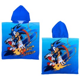 CARTOON Beach Poncho Bathrobe for Children Size 55 x 110 cm Polyester Microfibre Beach Pool, Sonic, Unit size