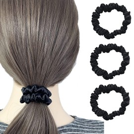 YINKE Hair Tie, Silk Hair Elastic, No Trace Hair Tie, Hair Tie, Hair Ring, Hair Bundle, Stylish, Adult, Simple, High Elastic, Simple, Set of 3 (Black)