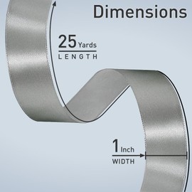 Cinta de satén de 2,5 cm para manualidades, cinta de regalo, cinta de satén sólida, rollo de 2,5 cm x 25 yardas