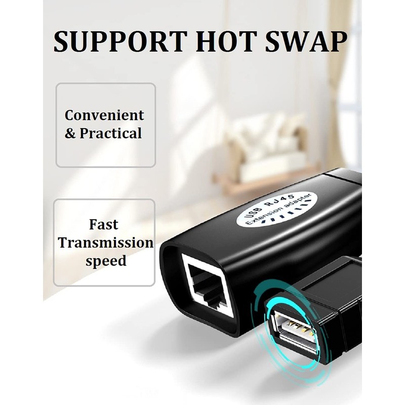 USB Over Ethernet Extender to Rj45 Adapter for Cat 6/6e/5/5e