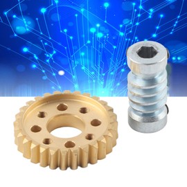Worm Gear, 6mm Shaft, Mechanical Gear, 28:1 Ratio Worm Gear Screw Combination with 24 Tooth Worm Gear, 6mm Hole Gear Shaft, Worm and Worm Gear