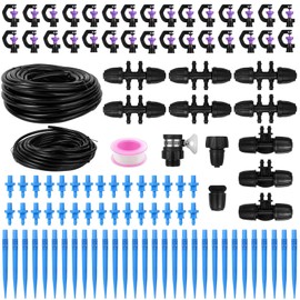Drip Irrigation System Kit - Automatic Garden Watering System with G-Type 360° Rotating Micro Sprinkler Heads & 50FT 8/11mm & 33FT 4/6mm Irrigation Tubing for Garden, Lawn, Greenhouse, Yard, Plant
