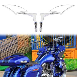 Rich Choices Chrome Motorcycle Blade Rearview Side Mirrors Comptible with Harley Road King Street Glide FLHX Road Glide Cruiser Chopper