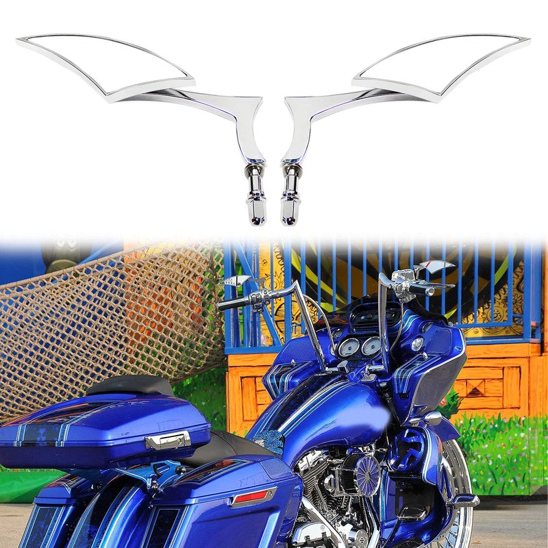 Rich Choices Chrome Motorcycle Blade Rearview Side Mirrors Comptible with