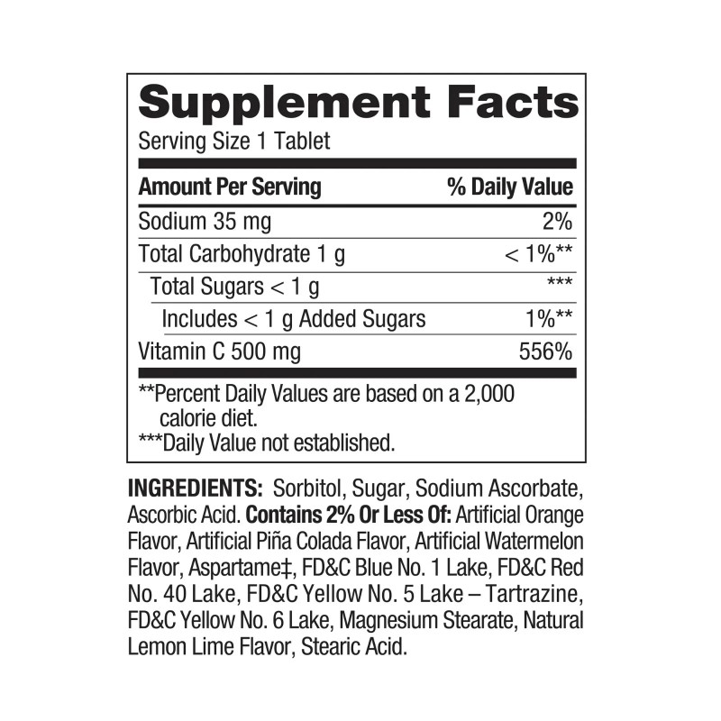 Spring Valley Vitamin C Chewable Tablets Dietary Supplement, 500 mg,