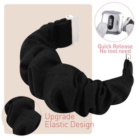 LYSANDRA Compatible with Spade Co Health Smartwatch 4 bands, 22mm Quick Release Scrunchie Strap Stretchy Cute Elastic Replacement Fabric Band Women (Black, for 22mm watch band)