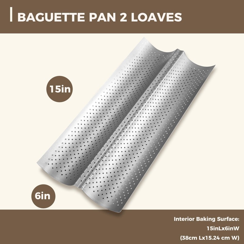 KITESSENSU Nonstick Baguette Pans for French Bread Baking, Perforated 2