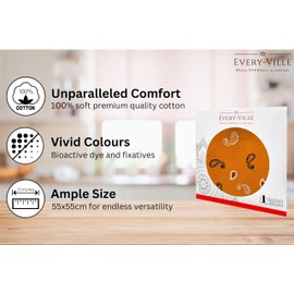 EVERY-VILLE Where EVERYone is Welcome 1 Pack Orange Bandana for Women Men Gift Packaging - Burnt Bandanna Cowgirl Cowboy Accessories Scarf Handkerchief Neckerchief - Large Paisley Hair Face Covering