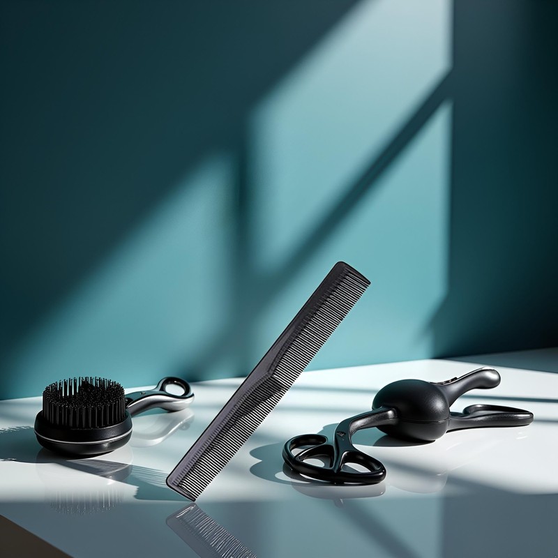 Black Plastic Head Narrow Fine Teeth Hair Comb Beauty Tool,
