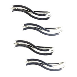 Mytoptrendz® 2 Pair Slim Barrettes Hair Clips Thin Hair Slides Grip Girls Women Classic Hair Accessories (S CUT Style 1- Silver)