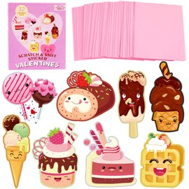 Qpout 32 Valentine's Day Cards for Kids, Cute Valentine's Day Greeting Cards and Pink Envelopes, for Boys Girls School Classroom Exchange Gifts