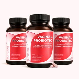 HerAuré Feminine Probiotics for Women's pH Balance, Odor Control, Flora Health, Moistening, Tightening - 7 Billion CFU Prebiotic Probiotic & 7-in-1 Mushroom Blend & Beta-Glucan & Cranberry & Pineapple, Natural Supplements, 60 Capsules (Packof1):_3 Bottles (90 Servings)