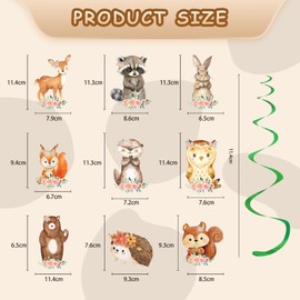 18pcs Woodland Animal Hanging Swirls Decorations Forest Woodland Animal Swirls Ceiling Streamers Decor for Forest Woodland Themed Kids Birthday Baby Shower Party Deocr Supplies