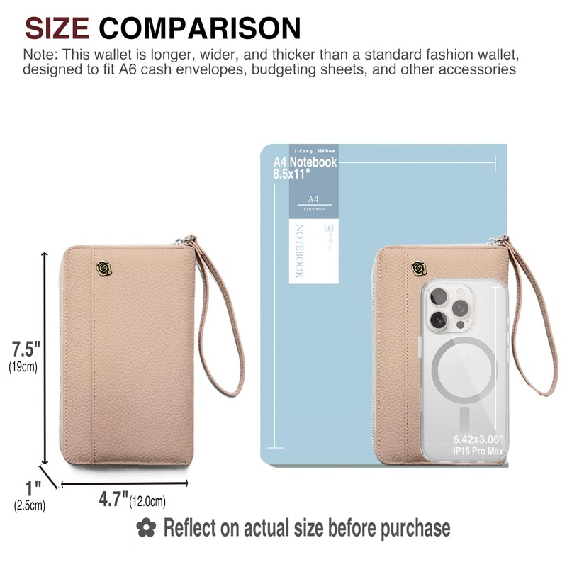 VLKAVIVA A6 Binder Cash Envelope System Wallet, Money Saving Budget